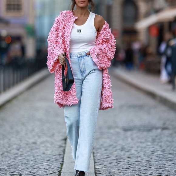 ZARA Floral Knit Coat Pink - Picture 13 of 16